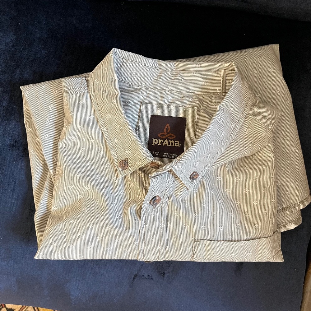 Prana Striped Cotton-Blend Button-Up Shirt
